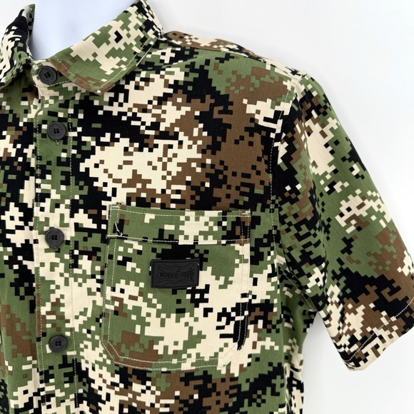 Dogg Supply by Snoop Dogg Men's L Short Sleeve Shirt Digi Camo Green Stretch - Picture 2 of 11